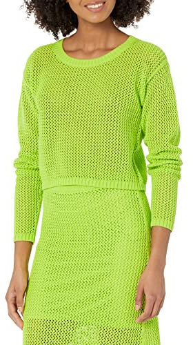 The Drop Häkeloberteil für Damen, Asher, langärmlig, kurz geschnitten, Limettengrün, M