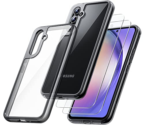 JETech 2 in 1 Case for Samsung Galaxy A54 5G 6.4-Inch with 2-Pack Screen Protector, Tempered Glass Film, Shockproof Bumper Phone Protective Cover Clear Back (Black)