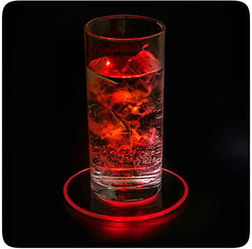 PRECORN 1 dessous de verre lumineux à LED - Pour boissons, bouteilles, fêtes, mariages, bars, Noël, pub, anniversaire