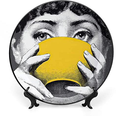 Lina Cavalieri - Piatto decorativo Fornase per il trucco del viso, decorazione da appendere alla parete, con staffa e gancio speciale a molla, A15-17,8 cm