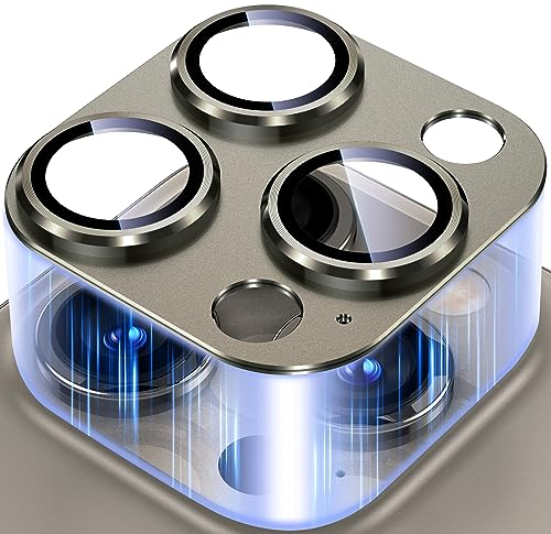 Uyiton For iPhone 15 Pro/iPhone 15 Pro Max Camera Protection, One-Piece Design, Anti-Scratch Camera Protection, Lens Protection, Protective Glass for iPhone 15 Pro/iPhone 15 Pro Max, Titanium Grey