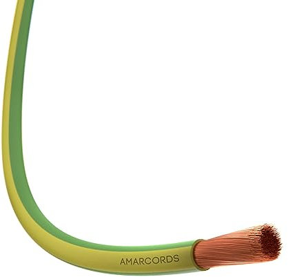 Amarcords - Cavo elettrico sezione 1x6mm colore GIALLO-VERDE. Cordina Unipolare FS17, 50 metri