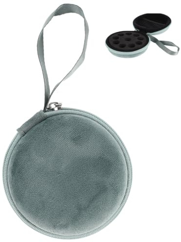 WOFASHPURET Ätherischer Öl Organizer Tasche Rund Tragbarer Aufbewahrungsbeutel Für 10 Mini Flaschen 1-2 Ml Aromaöl Nagellack Reise Etui Mit Netzfach