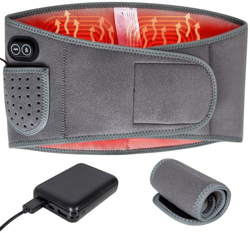 Heating Pad for Back Pain Relief,3 Levels Adjustable Cordless Massaage and Heat Wrap,8000mAh Portable Power Supply Heating Pads for Lower Back,Cramps,Lumbar,Abdominal,Leg, Arthritic Pain