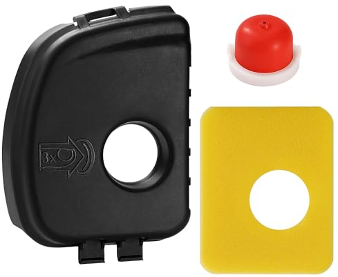 VooGenzek Air Cleaner Cover 595660 and 594281 Primer Bulb for Lawn Mower and 799579 Air Cleaner Foam Filter Replacement, Compatible with Briggs & Stratton 590581 08P502 08P602 09P602 09P702