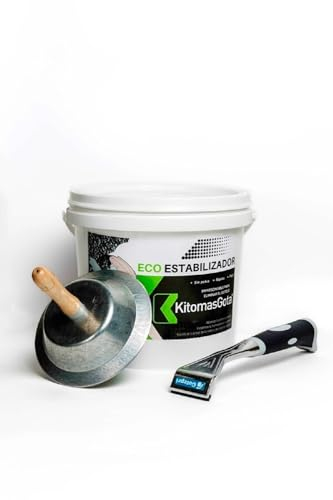 Kitomasgota Kit Quitar Gotele, 100% Eco, Pasta al Agua, 5L, Cazoleta Redonda 150mm, Rasqueta Carburo de Tungsteno (5kg/50mm)