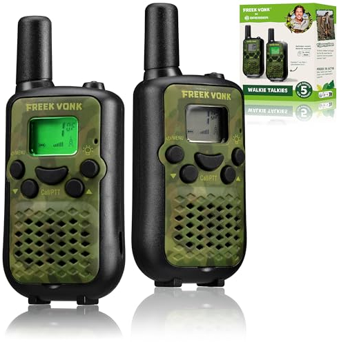 Freek Vonk x Bresser Kinder Walkie Talkies - Reichweite bis 6 km, VOX-Freisprechfunktion, 8 Kanäle, 10 Klingeltöne, einstellbare Lautstärke, Gürtelclip, eingebaute Taschenlampe, USB-C-Aufladung