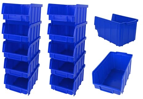 10 Stück Sichtlagerkästen - Größe 3 - 13 cm x 25 cm x 14,5 cm – aus hochwertigem Kunststoff – einfach stapelbar – vielseitig einsetzbar