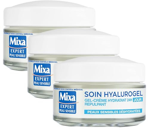 Mixa Expert Peau Sensible - Hyalurogel - Gel-Crème Hydratant Intensif 24H - 50 ml (Lot de 3)