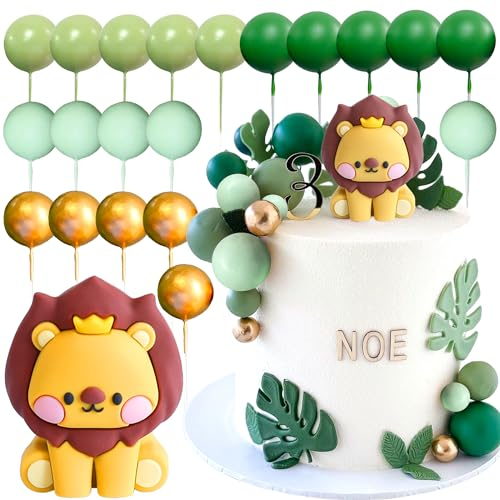 JeVenis Wild One Tortendeko Safari Tortenaufleger Waldtiere Tortendeko Tiere Kunchen Deko Löwe Geburtstags Dekorationen Dschungel Tortendekorationen Kinder1. Geburtstag Junge