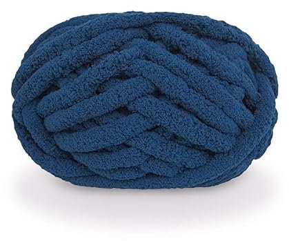 maikeduo Dicke Wolle, Diameter 2cm Chunky Wool, Grob Gestrickte Kuscheldecke, Roving Garn Zum Handstricken Häkeln, Grobstrick Weiches Wollgarn Haustier Bett Sofa (Dunkelblau)