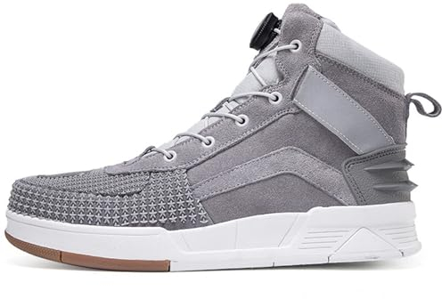 Stivali da Moto Classici per Unisex, Resistenti alle intemperie e Traspiranti con Protezioni Stivali da Bici da Cross, Scarpe da Equitazione per Moto, Stivale da Pilota,Grigio,37