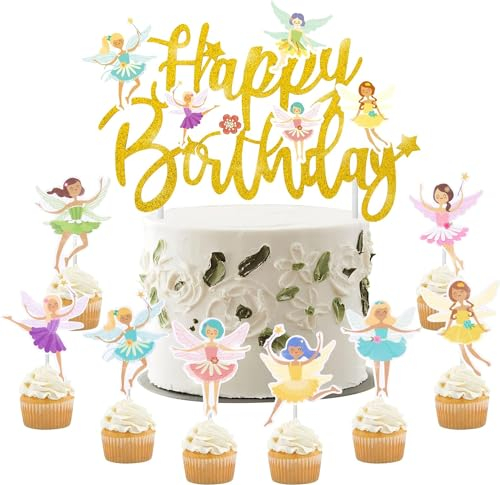 Fee Cupcake Toppers, Ballerina Tortendeko Happy Birthday, 25 Stück Ballerina Cake Topper, Fairy Kuchen Topper, Fee Kuchen Dekoration, Fee Tortendekoration, für Geburtstag Party Babyparty