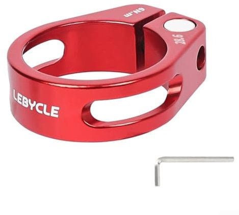 Adjustable Bike Seatpost Clamp, 28 6mm/34 9mm Seatclamp for MTB/Road, Rust Proof Material (28.6mm Red)