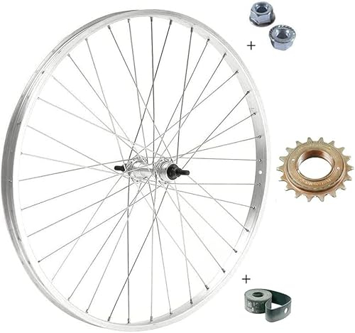 RUOTA/CERCHIO POSTERIORE 28 X 1.75 + PIGNONE RUOTA LIBERA 18 DENTI BICI ATTACCO STANDARD ALLUMINIO/ACCIAIO 28X1.75 BICICLETTA CITY BIKE - PASSEGGIO DADI DI FISSAGGIO E FLAP INCLUSI 1 VELOCITÀ