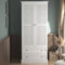 Galano Coventry 2 Door 2 Drawer Wardrobe – Bedroom Furniture with Hanging Rail Storage – Sturdy Wardrobe with Silver Metal Handles – White