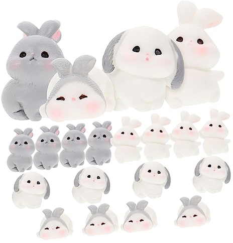 INOOMP 20 Pièces Ornements en résine Voitures Jouets Ornement de Lapin de Voiture Animal du Chinois Figurines Miniatures Lapin Chinois Jardin Miniature Statue décor de Lapin