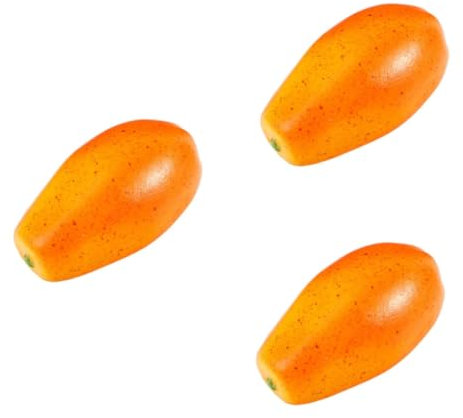 NESTINGHO 3 STK Gelbe Papaya Vorgeben, Obst Zu Spielen Gefälschte Papaya Künstliche Papaya-Dekoration Rot Heim Papaya-Frucht-Modell Künstliche Früchte Für Miniaturen Flüssig Pu-kleber Yellow