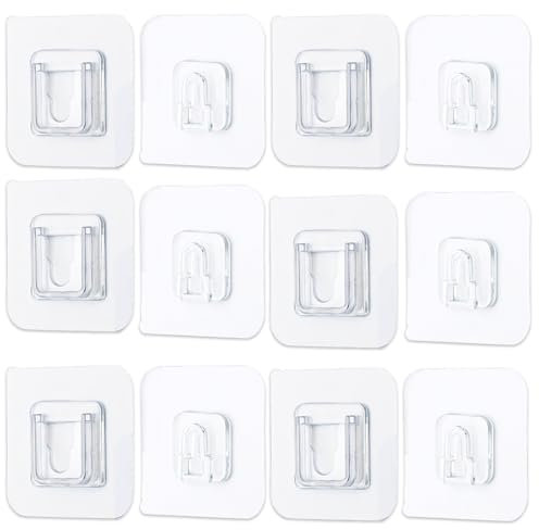 6 Paare Klebehake Extra Stark,Doppelseitige Transparent Haken Selbstklebend Wandhaken,Wandbefestigung Ohne Bohren, Selbstklebende Haken Mehrzweckhaken,Für Küche Bad Badzimmer Bilder Uhren Steckdosen