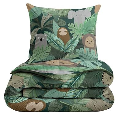 Zelesta Kiddybed kinderbettwäsche 135x200 4 Jahreszeiten - Bettwäsche winterdecke und Sommer-Bettdecke - Waschbare kinderdecke ohne Bezug - Kinderbettdecke mit Muster (Jungle Fantasy)