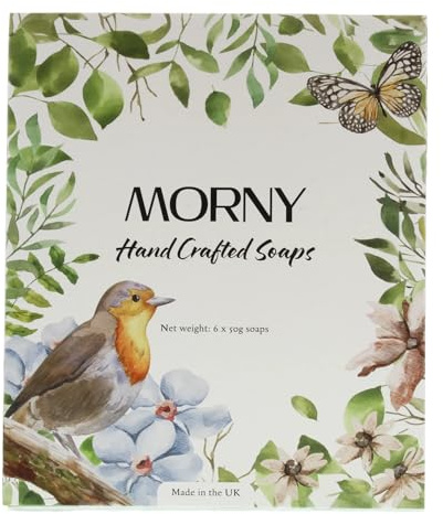 MORNY Hand Crafted Soaps Gift Set - 6x50g - Lavender, Rose, Jasmine, Geranium, Narcisse, Carnation