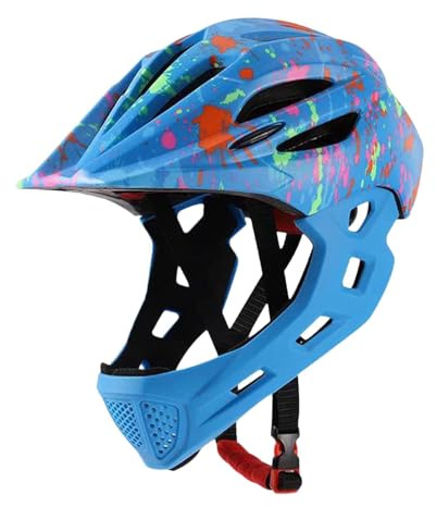 QSTDGVPW Casque pour Enfants, Ajustable, léger, modèle intégral pour vélo et Skateboard, Bleu