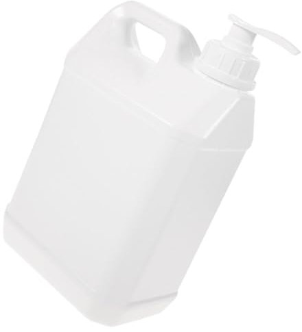 CRILSTYLEO Botella de plástico reutilizable de 3 L con bomba de presión y tapón de rosca para líquidos, jabones, miel y salsas, color blanco leche, ideal para el hogar y la cocina