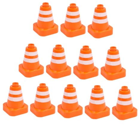 VICASKY 12st Roadblock Sandtischmodell Stengel Verkehr Jungs Drift Gewichtetes Kette Miniatur Zappeln Zeichen Rätsel Puzzle Zapfen Junge Offensichtlich Straße Planke Abs Orange
