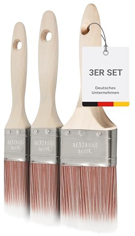Kolorat® Flachpinsel Set 25 mm, 40 mm & 75 mm | Für Lack, Lasur & Wandfarbe | Ergonomischer Holzgriff, streifenfreie Ergebnisse, kein Borstenverlust, universell einsetzbar für Lack, Lasur & Wandfarbe
