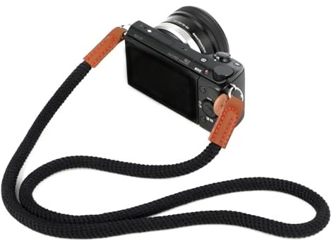 Windfromort Tracolla per fotocamera – Catena per fotocamera – Camera Strap in cotone – Tracolla da 100 cm – Collo e tracolla regolabile – per DSLR, specchi e fotocamere compatte (nero), Nero ,