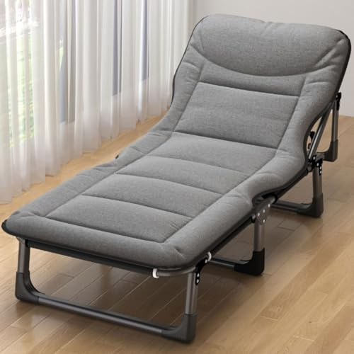 GWFBLID Sonnenliege Liegestuhl Klappbar bis 200kg Sonnenliege Gartenliege Outdoor Liege verstellbar mit Ergonomisches Polster Strandliege verstellbar Campingbett mit Kopfstütze für Sonnenbaden