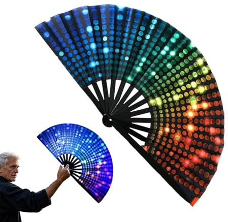 NevPuose Light up Fan - Dancing Fans Light up Handheld,Chinese/Japanese Photo Props, Party Favors for Cooling, Dance, Decoration & Wedding