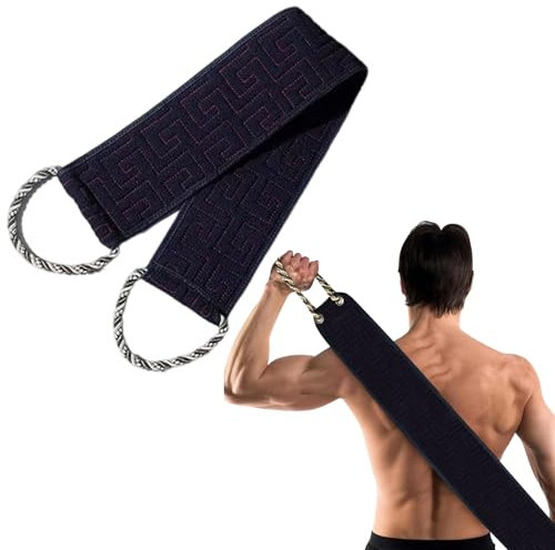 Gommage du Dos pour la Douche, Gant de toilette exfoliant double face avec poignées, Un Nettoyage en Profondeur de Votre Corps pour homme et femme(Noir)