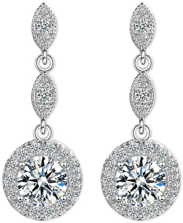 JUZICHEN Ohrringe Silber 925 Mit Zirkonia Anhänger Für Damen, Hypoallergene Ohrringe Creolen Damen Hochzeit Braut Für Frauen Mädchen (J)