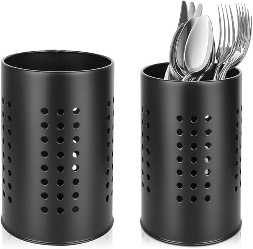 Blleshelfl Küchen Utensilien Set Halter, Utensilienhalter Küche, Kochlöffelhalter, Behälter für Küchenutensilien, Edelstahl Utensilien Caddy für Neues Haus und Wohnung, 2 Stück (Schwarz)