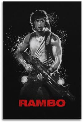 Rambo Poster First Blood 1982 (1), ästhetische Wandkunst, Leinwand, Vintage-Poster, dekoratives Gemälde, Wohnzimmer, Schlafzimmer, Dekoration, 30 x 45 cm, ungerahmter Stil