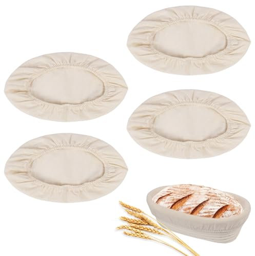 Bread Proofing Basket Cover, 4PCS Oval Sourdough Proving Basket Cloth Liner, Bowl Covers for Bread proofing for Sourdough, Jars and Rising Dough (4pcs Oval)