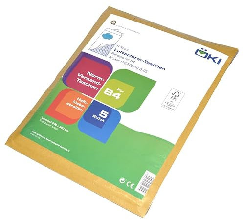 ÖKI Luftpolstertaschen - Luftpolsterumschläge inkl. Haftklebestreifen, 5 Stück, B4 Luftpolster-Taschen, Gepolsterte Briefumschläge,Versandtaschen, Braun