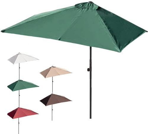 LYMGRZ Ombrellone da Giardino, ombrellone da Balcone, ombrellone da Parete, ombrellone da Esterno, Rettangolare, con manovella (Verde, 200x100 cm)