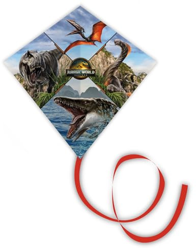 Günther Flugspiele 1165 - Einleiner- und Sportlenkdrachen Jurassic World, ca. 78 x 78 cm, 2 in 1 Drachen, Segel aus robustem Polyester, Dino Outdoor Spielzeug für Kinder ab 6 Jahren