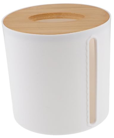 TOBBOMEY Boîte Distributeur Rouleau Papier Toilette Ronde avec Couvercle Organiseur Compact pour Salle de Bain Cuisine et Bureau Rangement Stable et Pratique