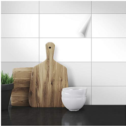 Wandkings Fliesenaufkleber - Wähle eine Farbe & Größe - Weiß Seidenmatt - 30 x 60 cm - 100 Stück für Fliesen in Küche, Bad & mehr