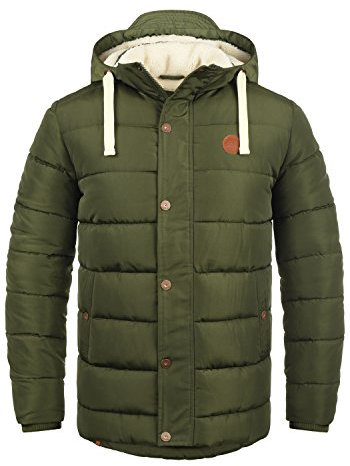 Blend BHFrederic Herren Winterjacke Steppjacke Jacke gefüttert mit abnehmbarer Kapuze Kordelzug Knöpfen Eingrifftaschen Regular fit, Größe:S, Farbe:Ivy Green (77086)