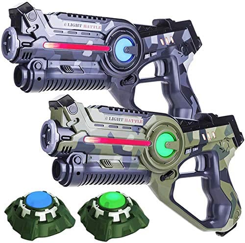 Light Battle Laser-Tag Set - 2 Laserpistolen (camo grün, camo grau) + 2 Ziele - LBAP22256