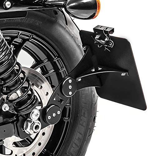 Side Mount license plate holder compatible with Harley Davidson Sportster 1200 CA Custom 13-16 black