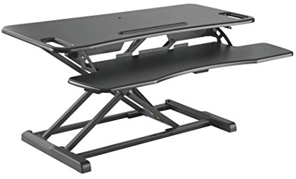HALTERUNGSPROFI Steh-Sitz Schreibtisch Sit-Stand Workstation Höhenverstellbarer Aufsatz für den Schreibtisch, zum Arbeiten im Sitzen oder Stehen mit Gasdruckfeder GTS-012 (95cm)