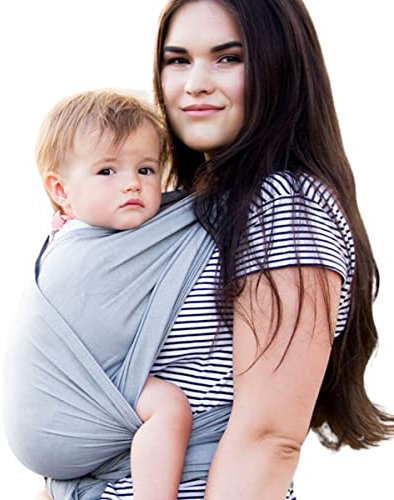 Hoppediz Baby-Tragetuch ab Geburt, Neugeboren bis Kleinkind, 100 % Baumwolle, ultraleichtes Sommertuch, Hamburg grau 5,40 m