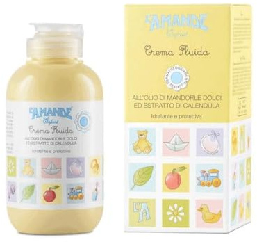 L'AMANDE - Kinder-Körpercreme mit Vitamin E und Süßmandelöl, Feuchtigkeitsspendende Körpercreme für trockene Neugeborenenhaut, Flüssige Feuchtigkeitscreme für den Körper mit Ringelblume-Enfant, 200 ml