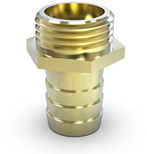 ABA Beul 10010.521.2 Gewinde-Schlauchstutzen mit Sechskant und Außengewinde 1/2 x 10 mm, Messing