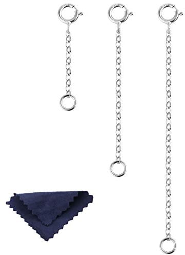 ALEXCRAFT 925 Sterling Silber Kettenverlängerung Verlängerung Kette Halskette Fußkette Armband Verlängerungskette für Schmuckherstellung, 3 Stück 1 2 3 inch